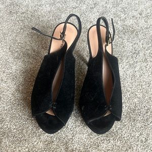 Black velvet high heels